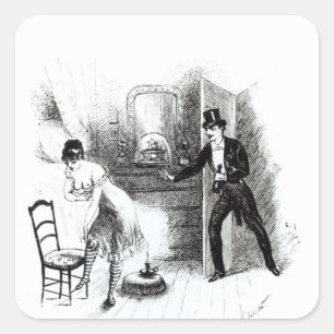 Pegatina Cuadrada Un hombre visitando a una prostituta