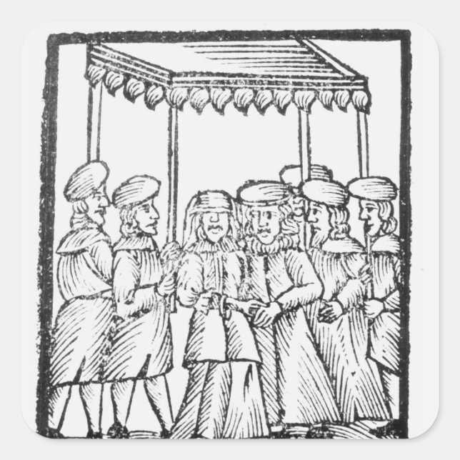 Pegatina Cuadrada Un ilustracion de un boda judío (Anverso)
