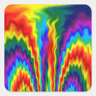 Pegatina Cuadrada Un Incendio En Un Arcoiris