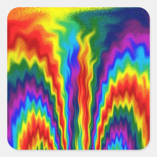 Pegatina Cuadrada Un Incendio En Un Arcoiris (Anverso)