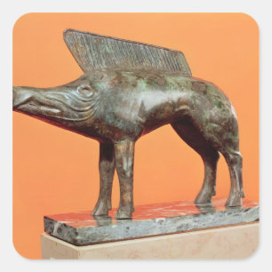 Pegatina Cuadrada Un jabalí salvaje, de Neuvy-en-Sullias