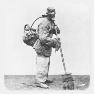 Pegatina Cuadrada Un jornalero chino, c.1870 (foto de abajo)