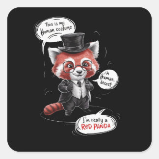 Pegatina Cuadrada Un lindo panda rojo