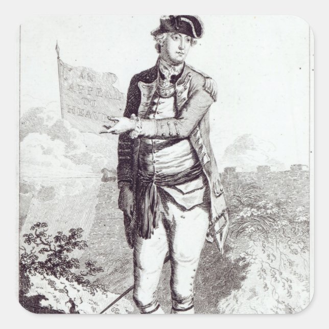 Pegatina Cuadrada Un llamado al cielo', retrato del general Lee (Anverso)