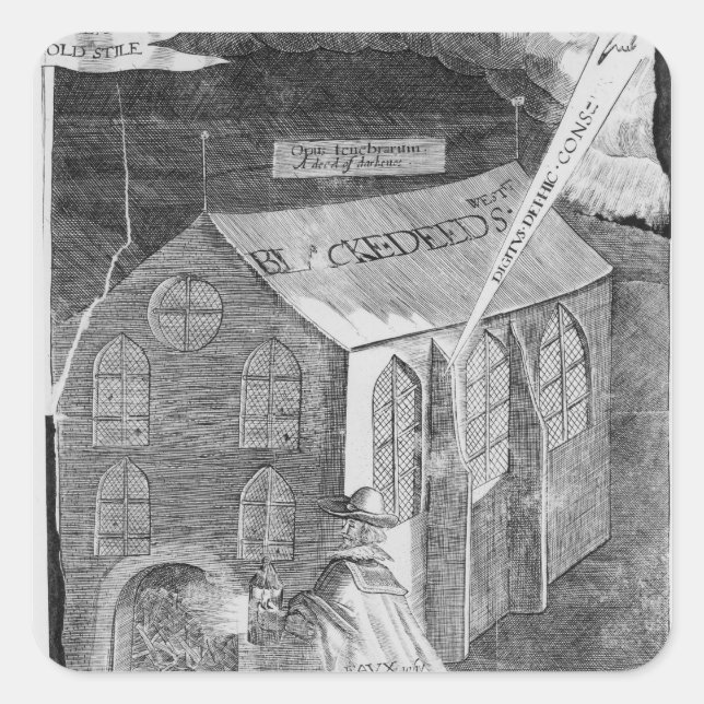 Pegatina Cuadrada Un lote con polvo, 1605 (Anverso)