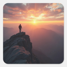 Pegatina Cuadrada Un majestuoso amanecer visto desde la cima de la m