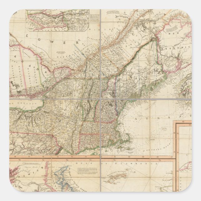 Pegatina Cuadrada Un mapa de Cabotia (Anverso)