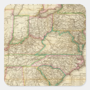 Pegatina Cuadrada Un mapa de los caminos, de los canales y del barco