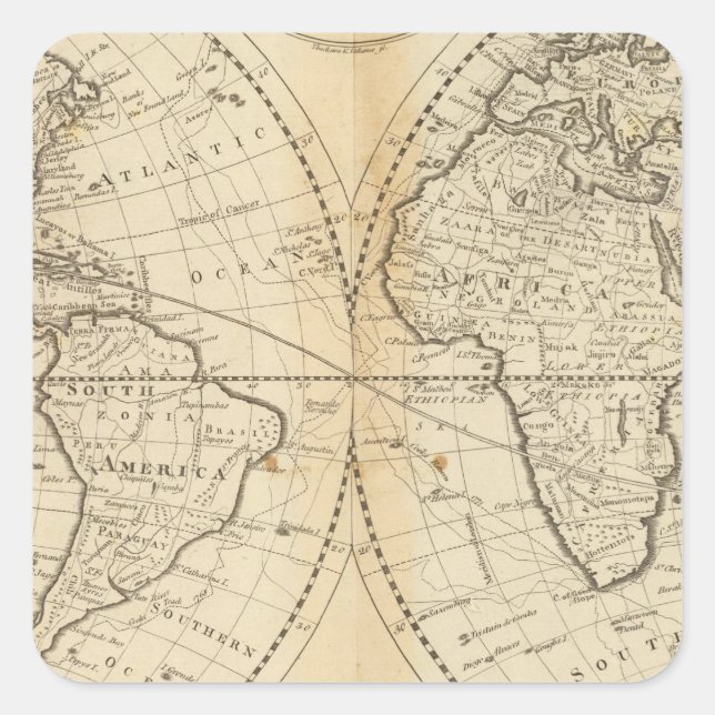 Pegatina Cuadrada Un mapa del mundo (Anverso)