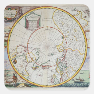Pegatina Cuadrada Un mapa del Polo Norte