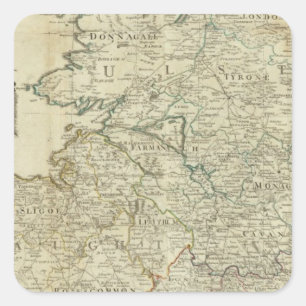 Pegatina Cuadrada Un mapa del reino de la sección septentrional de