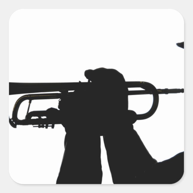 Pegatina Cuadrada Un miembro de servicio reproduce una melodía (Anverso)