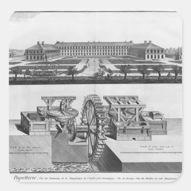 Pegatina Cuadrada Un molino de papel (Anverso)