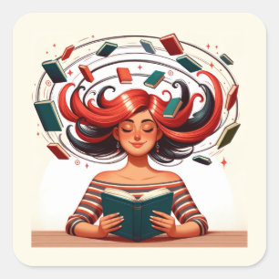 Pegatina Cuadrada Un momento de bromas literarias