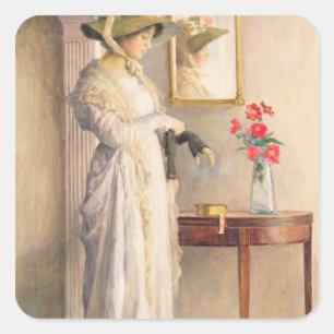 Pegatina Cuadrada Un momento de reflexión, 1909