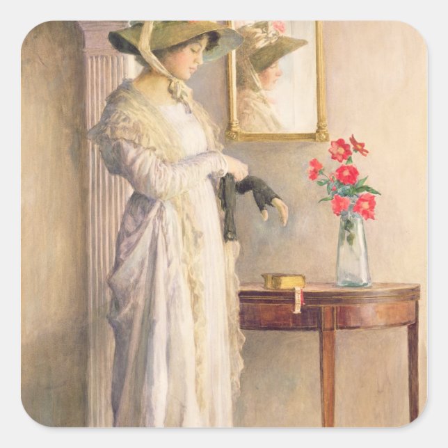 Pegatina Cuadrada Un momento de reflexión, 1909 (Anverso)