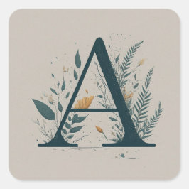 Pegatina Cuadrada Un monograma botánico