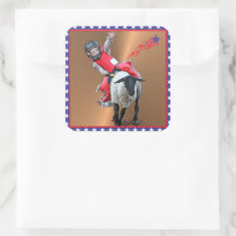 Un muñeco de rodeo occidental que explota a un chi