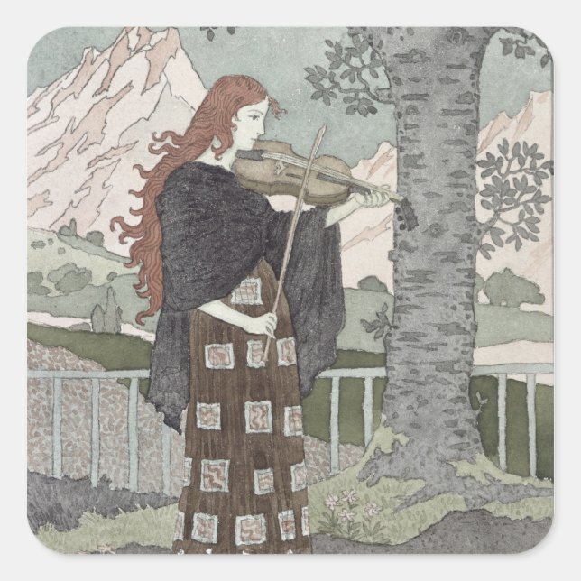 Pegatina Cuadrada Un músico (Anverso)