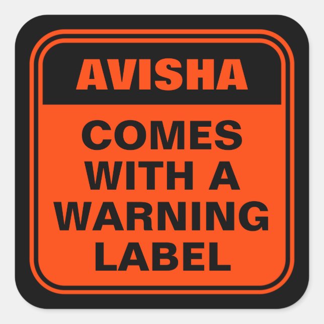 Pegatina Cuadrada Un naranja divertido y personalizado viene con una (Anverso)