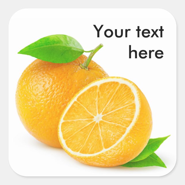 Pegatina Cuadrada Un naranja y medio (Anverso)