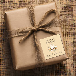 Pegatina Cuadrada Un niñito en camino a Baby Shower occidental