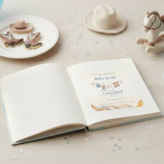Pegatina Cuadrada Un niño pequeño Cowboy Planchado de libros del Cañ