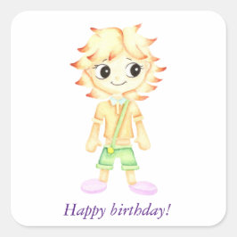 Pegatina Cuadrada Un niño pequeño y gracioso