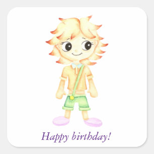 Pegatina Cuadrada Un niño pequeño y gracioso