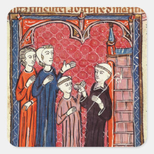 Pegatina Cuadrada Un niño traído a un monasterio por sus padres