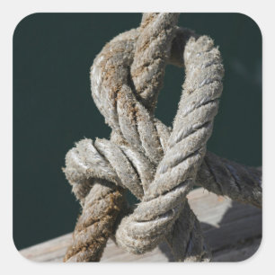 Pegatina Cuadrada Un Nudo Amarrado En Un Jetón   Portugal