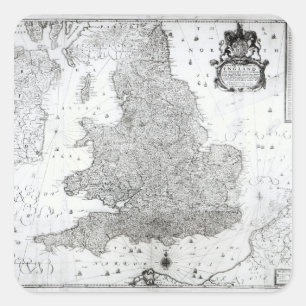 Pegatina Cuadrada Un nuevo mapa del Reino de Inglaterra