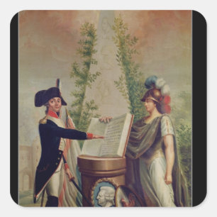 Pegatina Cuadrada Un oficial del Guardia Nacional que jura un