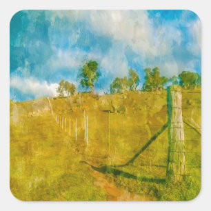 Pegatina Cuadrada Un paisaje mágico pastoral