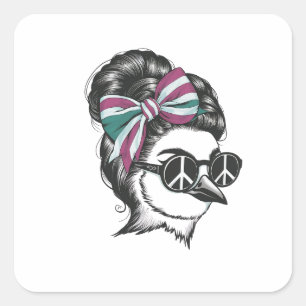 Pegatina Cuadrada un pájaro con el pelo elegantemente pintado