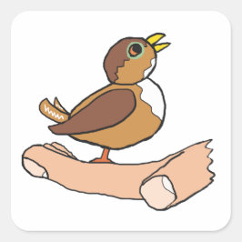 Pegatina Cuadrada Un Pájaro En La Mano