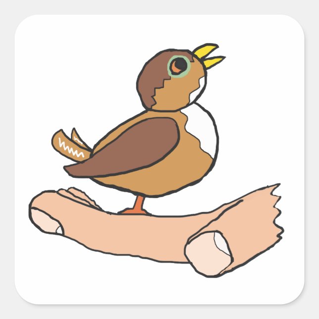 Pegatina Cuadrada Un Pájaro En La Mano (Anverso)