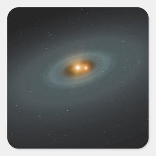 Pegatina Cuadrada Un par de estrellas apretado y un disco circundant
