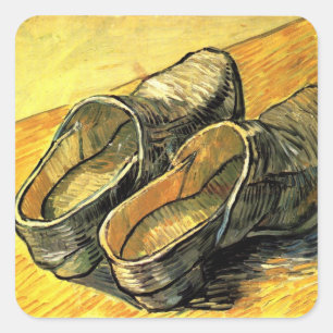 Pegatina Cuadrada Un par de zuecos de cuero por Vincent van Gogh