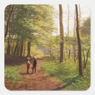 Pegatina Cuadrada Un paseo en el bosque