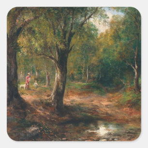 Pegatina Cuadrada Un paseo por el bosque - Emil Barbarini