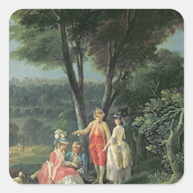 Pegatina Cuadrada Un paseo por el parque (Anverso)