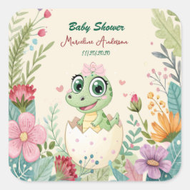 Pegatina Cuadrada un pequeño bonito de dinosaurios