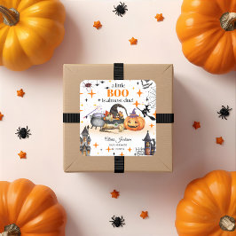 Pegatina Cuadrada un pequeño boo de ducha de bebé invitaciones a la 