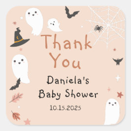 Pegatina Cuadrada Un pequeño boo en Baby Shower de Halloween