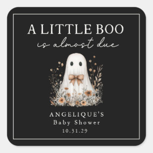 Pegatina Cuadrada Un pequeño fantasma de flores silvestres Boo Baby