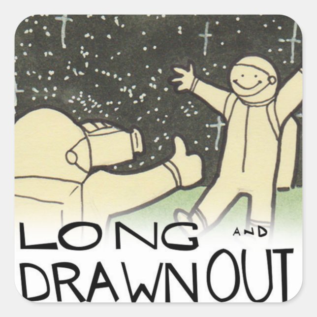 Pegatina Cuadrada ¿Un pequeño paso para el hombre? (Anverso)