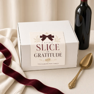 Pegatina Cuadrada Un Pequeño Trozo de Gratitud Lazo Burgundy