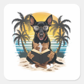Pegatina Cuadrada Un perro de atracción alemán llevando gafas con cu