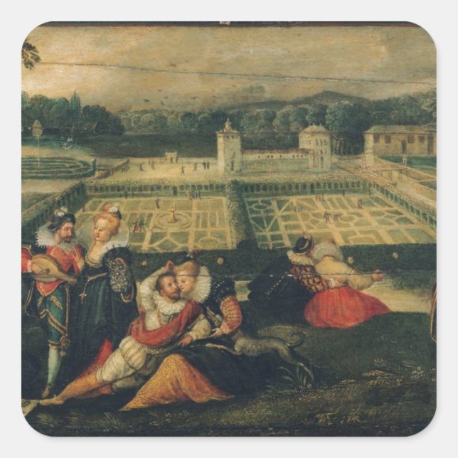 Pegatina Cuadrada Un picnic en un parque (Anverso)